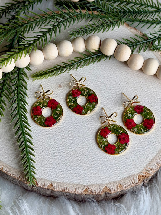 Red Wreath Earrings