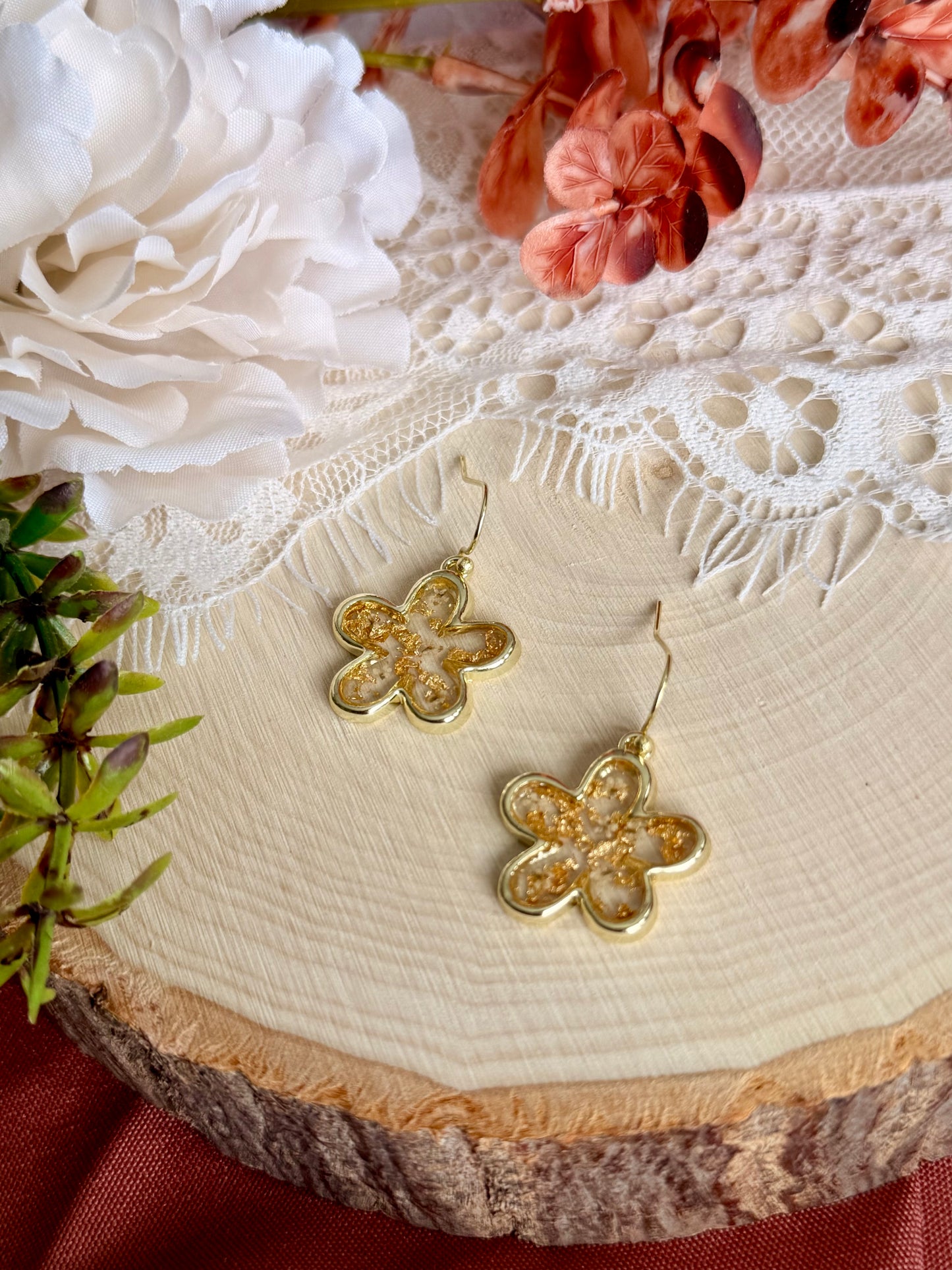 Golden Flower Earrings